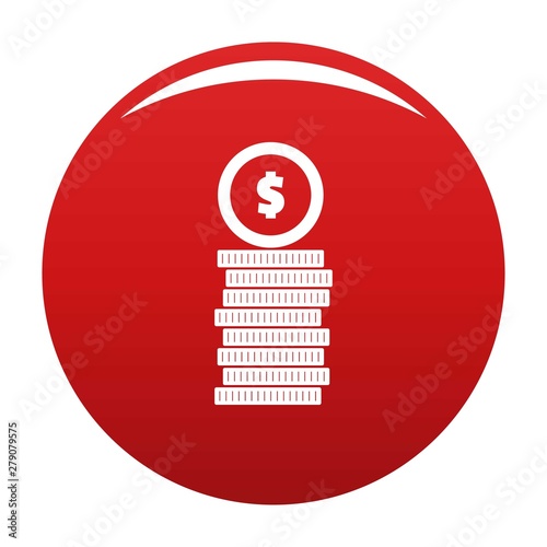 Coin icon. Simple illustration of coin vector icon for any design red