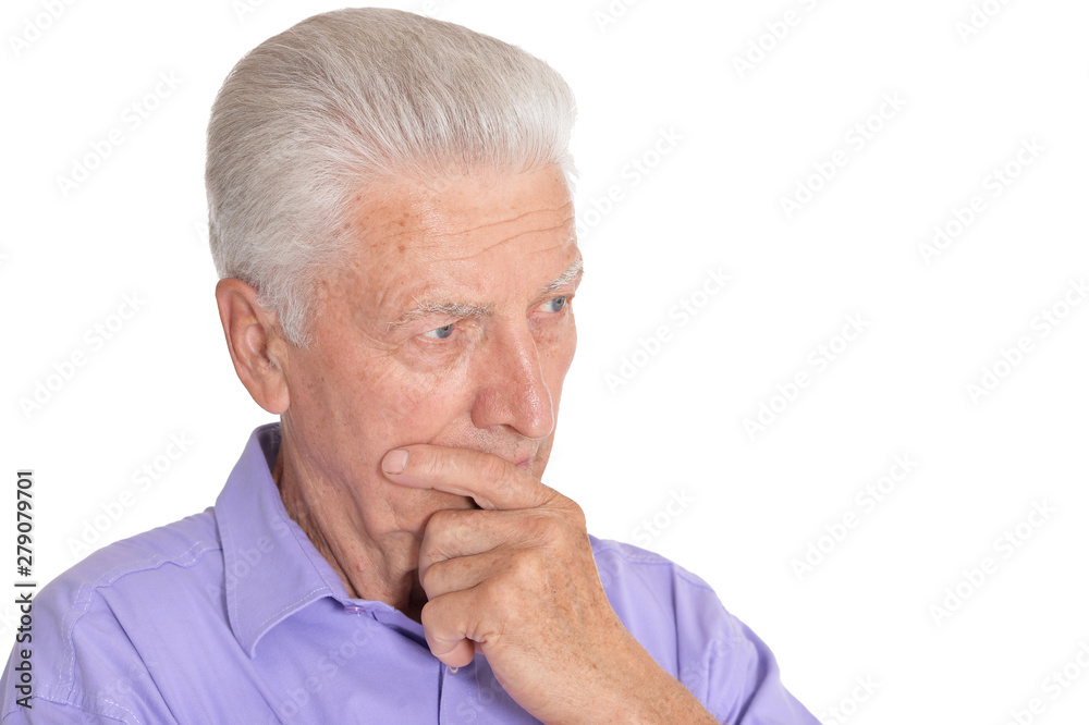 Thinking senior man isolated on white background Thinking senior man isolated on white background
