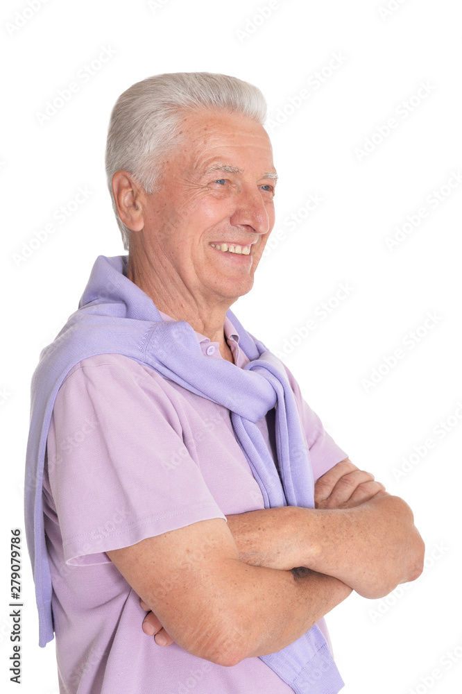 Portrait of senior man posing on white background Portrait of senior man posing on white background