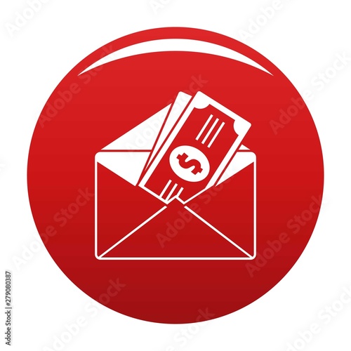 Money in envelope icon. Simple illustration of money in envelope vector icon for any design red