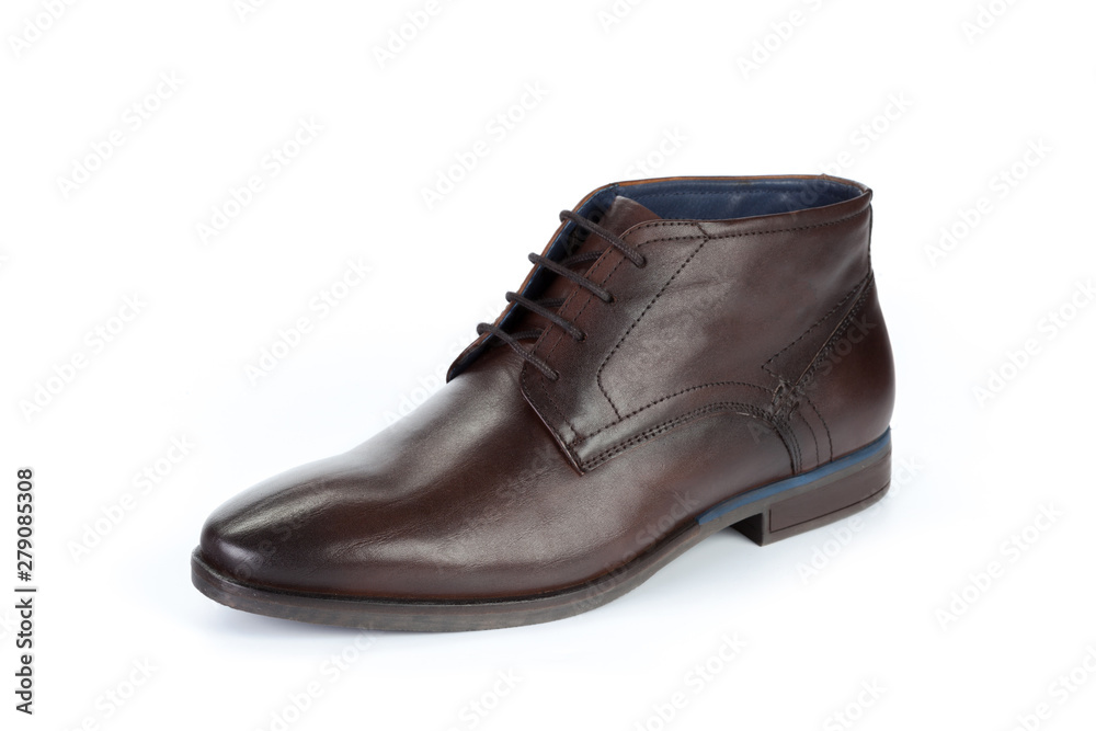 Brown formal male leather shoes isolated on white background Brown formal male leather shoes isolated on white background