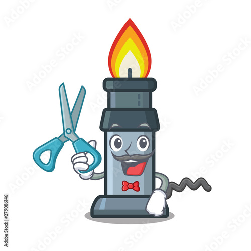 Barber bunsen burner isolated with the cartoon