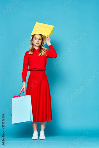 young girl with shopping bag