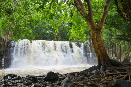 Fototapeta Naklejka Na Ścianę i Meble -  Rochester falls. Big waterfall near city Souillac on Mauritius island. Indian ocean.
