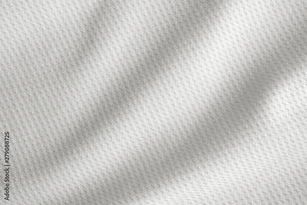 White sports clothing fabric jersey football shirt texture top view close  up Stock Photo | Adobe Stock