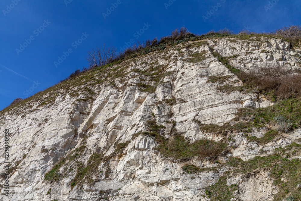White chalk cliffs in South England at English chanel.