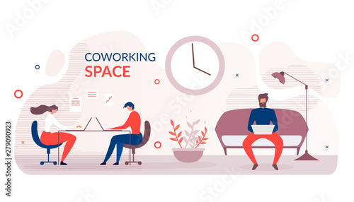 Flat Banner Advertising Modern Coworking Space