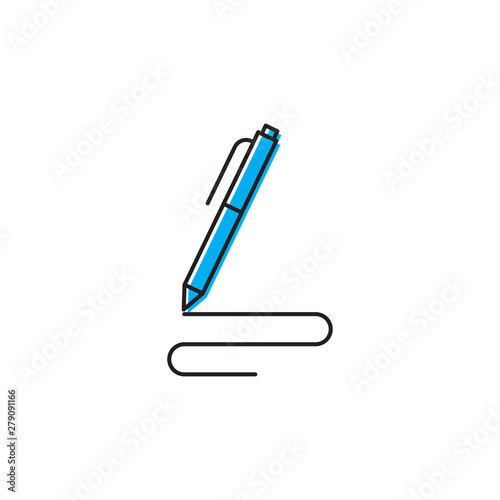 Pen, write vector icon isolated on white background