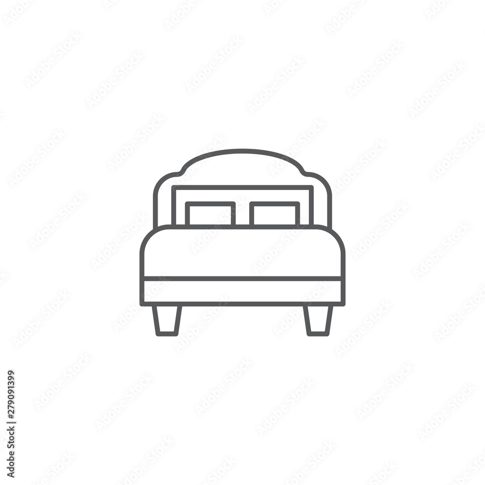 Single bed vector icon isolated on white background
