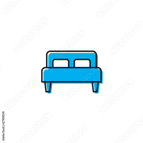 Single bed vector icon isolated on white background