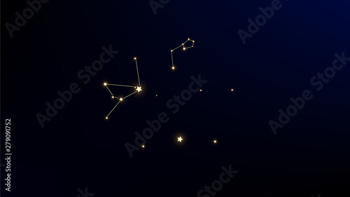 Constellation Map. Astronomical Print. Magic Cosmic Sky with Many Stars. Dark Galaxy Pattern. Vector Space Stars Background.