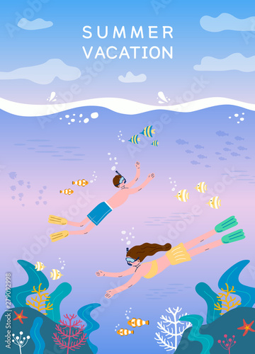 Exciting summer travel illustration design