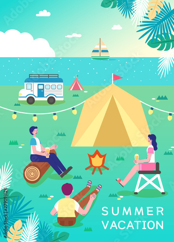 Exciting summer travel illustration design