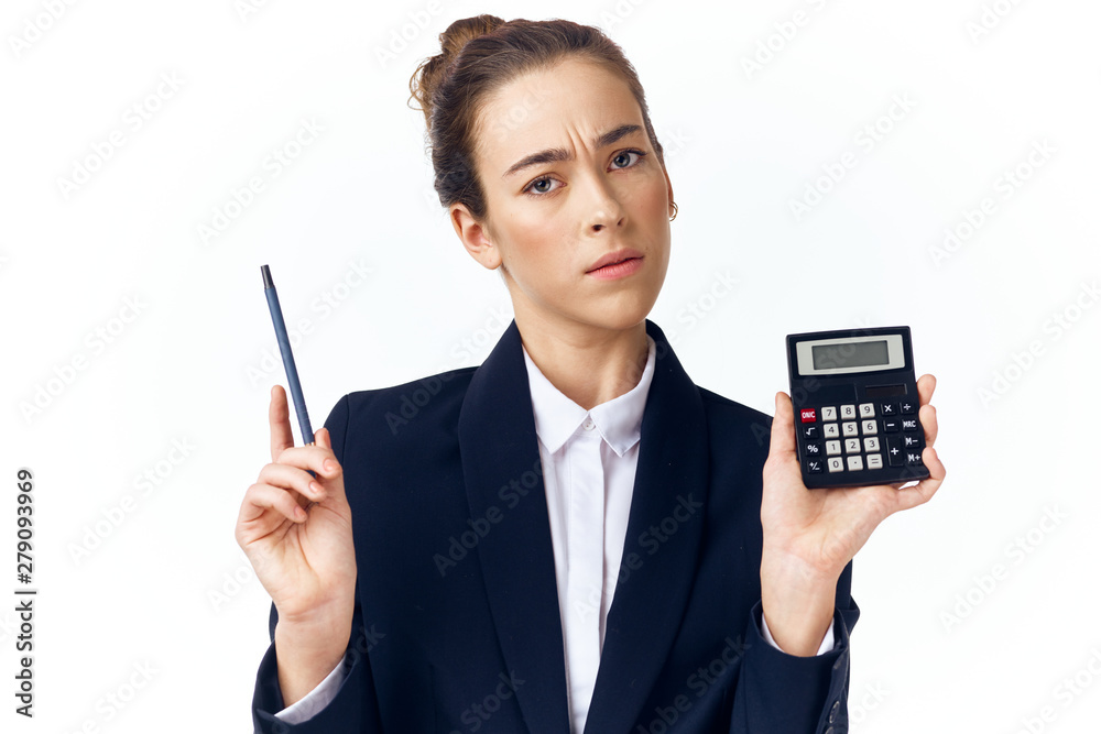 young business woman with calculator young business woman with calculator