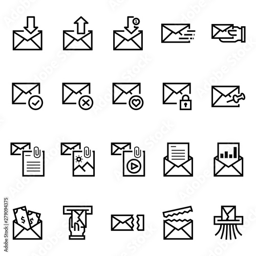 Mail related line icons