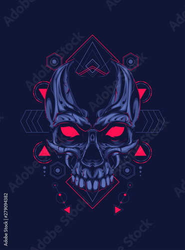 dark skull head with sacred geometry pattern as the background