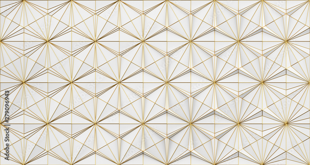 Abstract light three-dimensional background of a set of triangular elements of parametric variable height and shape with metallic shiny edges. 3D illustration 3D rendering Abstract light three-dimensional background of a set of triangular elements of parametric variable height and shape with metallic shiny edges. 3D illustration 3D rendering