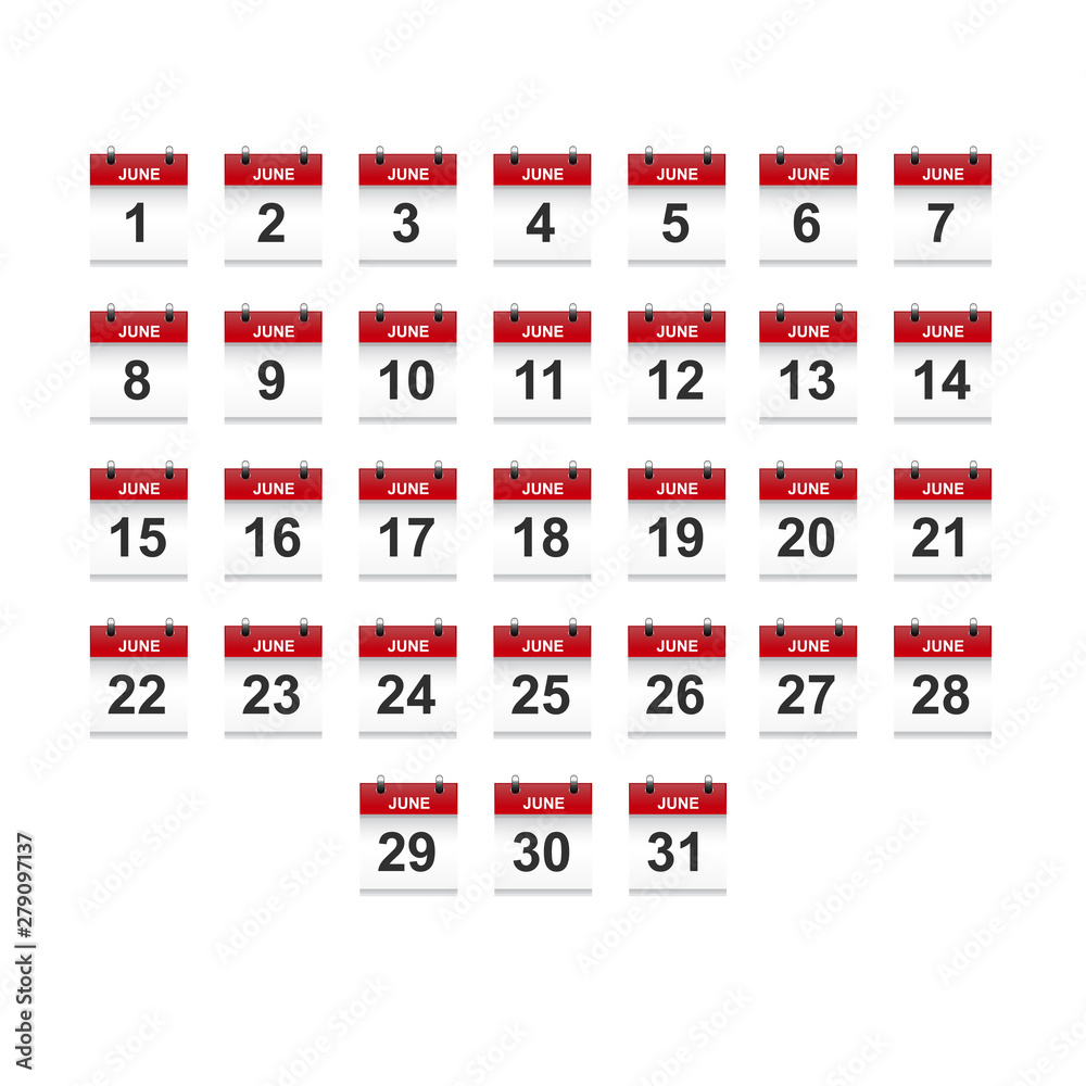 June calendar 1-31 illustration vector art June calendar 1-31 illustration vector art
