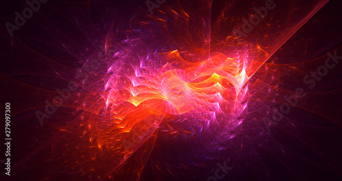 3D rendering abstract red fractal light background