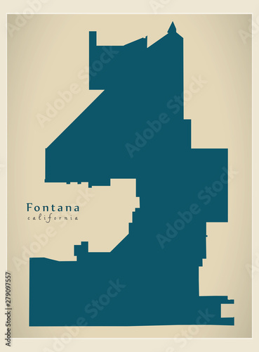 Modern City Map - Fontana California city of the USA