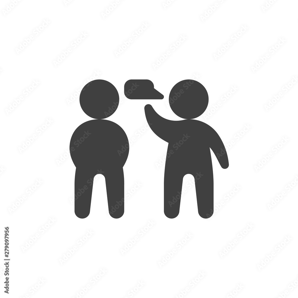 Speaking people vector icon. Two man talking filled flat sign for mobile concept and web design. People and Speech bubble glyph icon. Communication symbol, logo illustration. Vector graphics