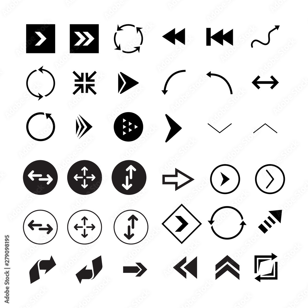 Black arrow logo set vector