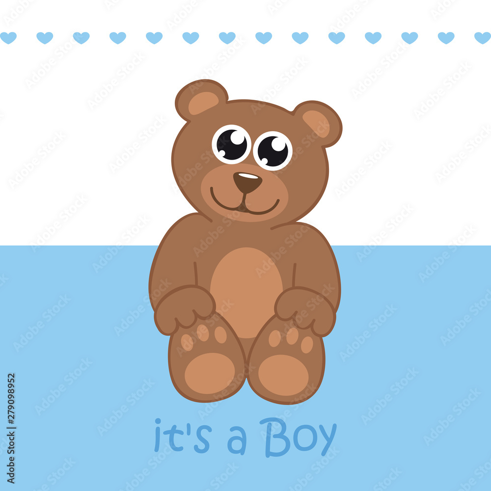 its a boy welcome greeting card for childbirth with teddy bear vector illustration EPS10 its a boy welcome greeting card for childbirth with teddy bear vector illustration EPS10