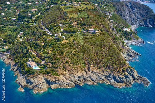 Fototapeta Naklejka Na Ścianę i Meble -  Aerial photography with drone. The resort town of Bonassola Spezia, Italy. 