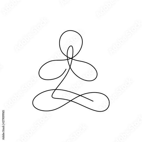 Continuous one line drawing of man doing yoga minimalist abstract drawing. Vector illustration minimalism wellness theme.