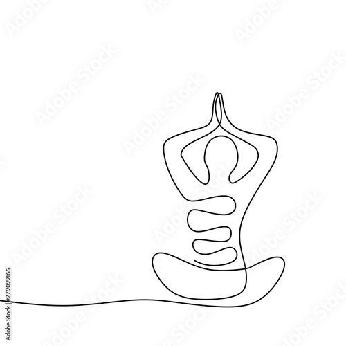 Yoga person continuous one line drawing ying and yang concept