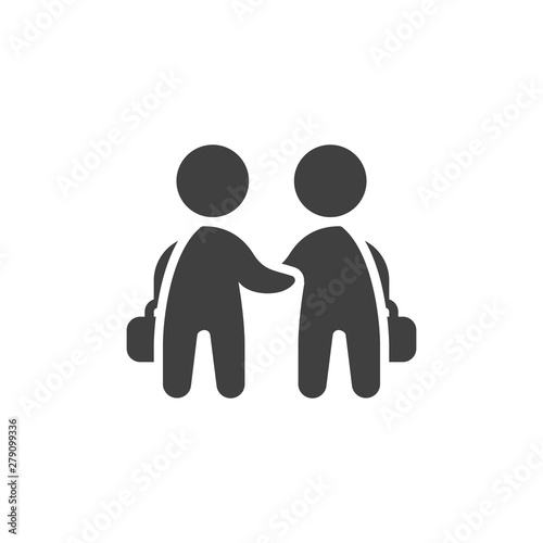 Two businessman handshake vector icon. Deal filled flat sign for mobile concept and web design. Partnership agreement glyph icon. Symbol, logo illustration. Vector graphics