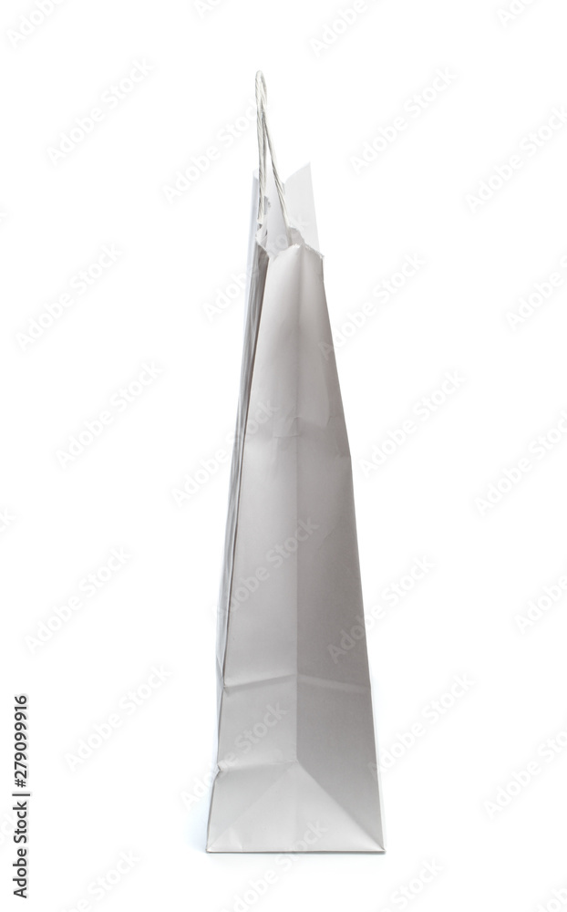 Paper bag on white background. Mockup for design . Paper bag on white background. Mockup for design .