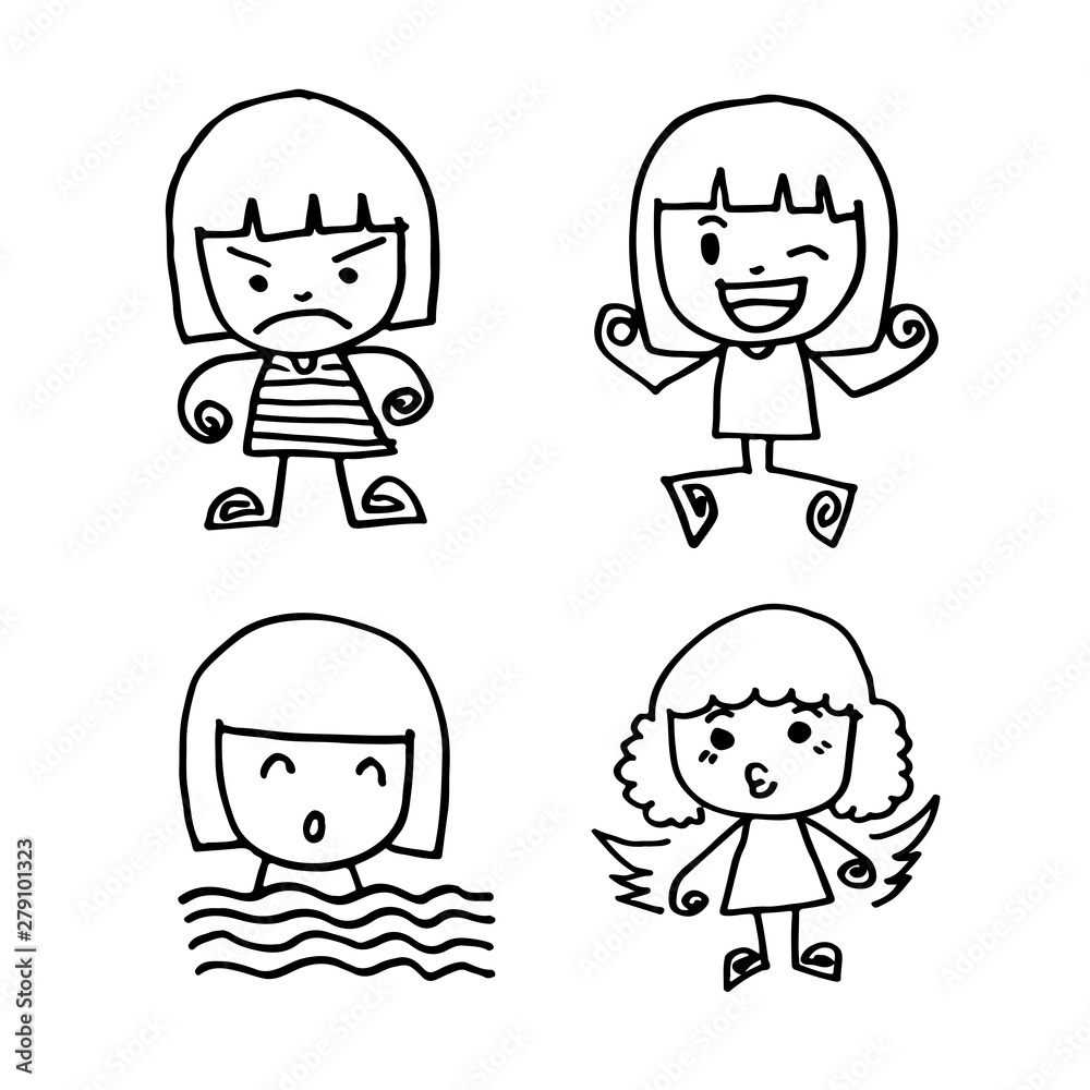 Cute cartoon people man and woman . drawing by Jaidee Family Style Cute cartoon people man and woman . drawing by Jaidee Family Style