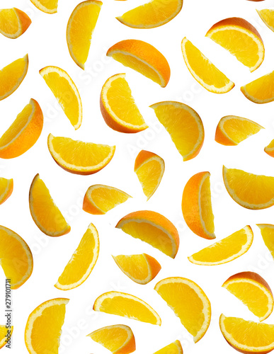 Seamless pattern of orange or citrus on white background