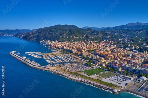 Aerial photography with drone. The resort town of Chiavari Genoa, Italy. photo