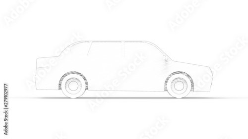 3d rendering of a sedan car model isolated in studio background