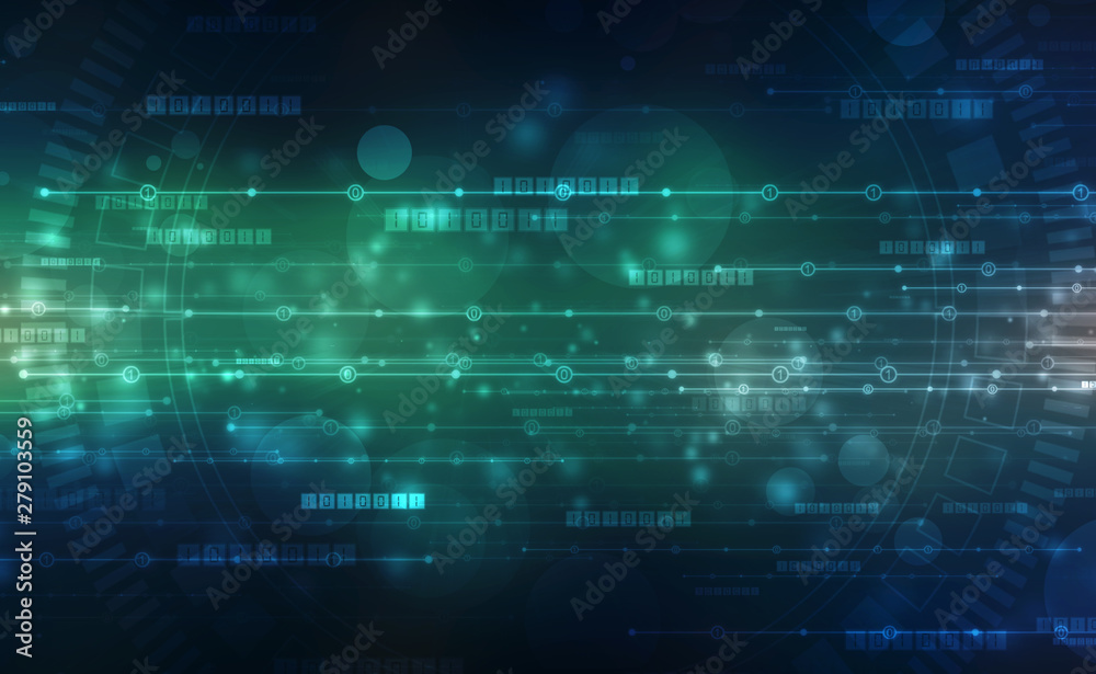Binary Code Background, Digital Abstract technology background, flowing number one and zero text in binary code format in technology background. Digital Abstract technology background, futuristic back