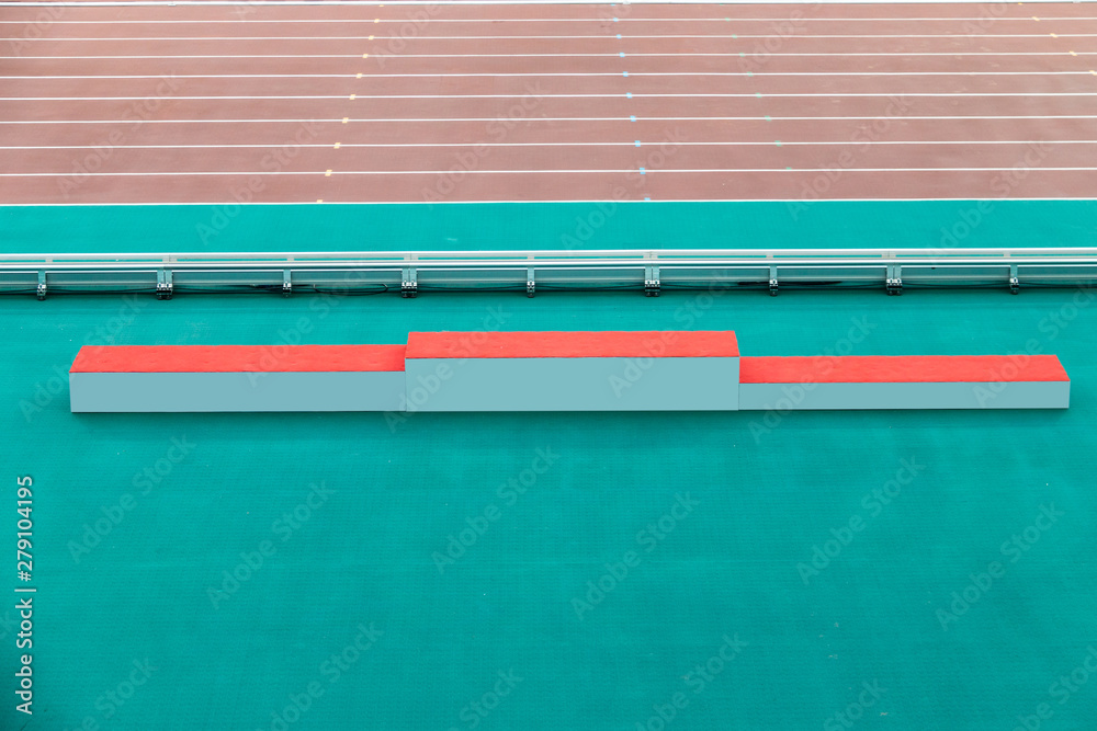 Close-up track and field podium