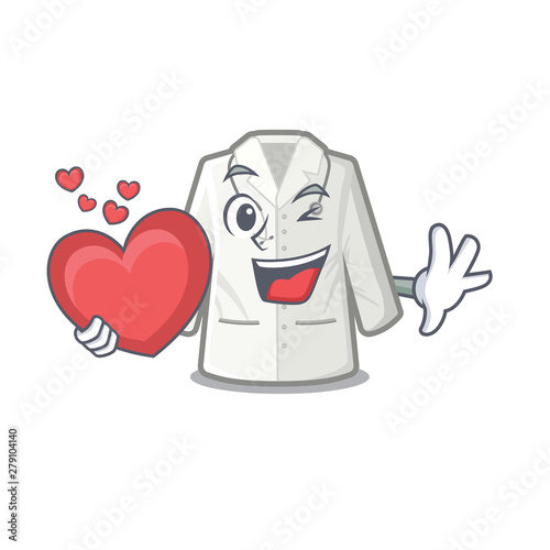 With heart doctor coat stored in mascot cupboard
