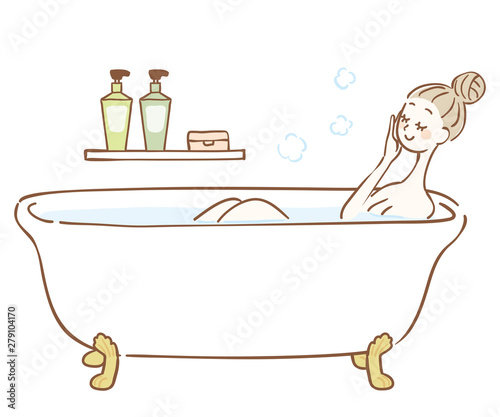 入浴する女性のイラスト