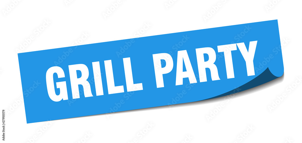 grill party sticker. grill party square isolated sign. grill party grill party sticker. grill party square isolated sign. grill party