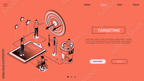 Targeting - line design style isometric web banner