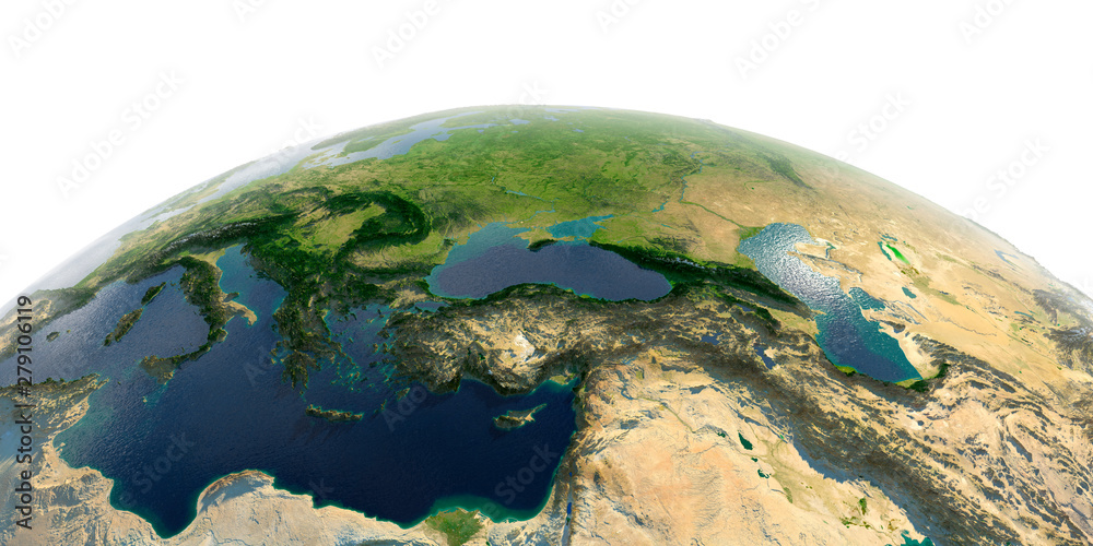 Fototapeta premium Detailed Earth on white background. Middle East countries