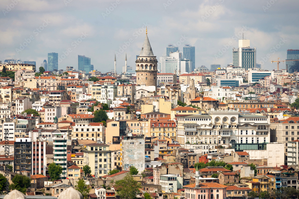 Istanbul view of Galata tower and the house.