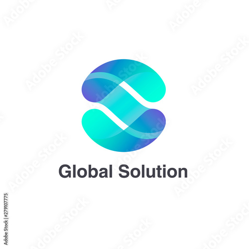 Vector logo design template for business. Letter S. Global solution