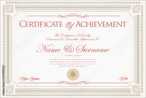 Certificate or diploma retro vintage design