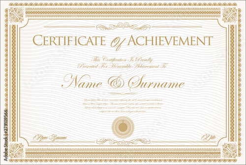 Certificate or diploma retro vintage design
