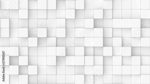 3d rendered background texture of white round edged cubes at significantly different heights.