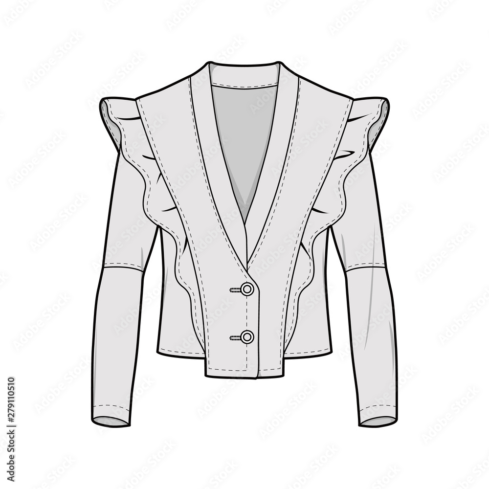 Outer Jacket fashion flat sketch template Outer Jacket fashion flat sketch template