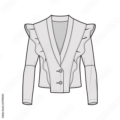 Outer Jacket fashion flat sketch template